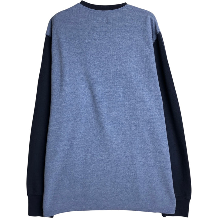 Ralph Lauren POLO RALPH LAUREN Two-tone Thermal Long-Sleeve T-Shirt, Men's Size XL (approx.) cotton Blue type light blue Vintage Second Hand