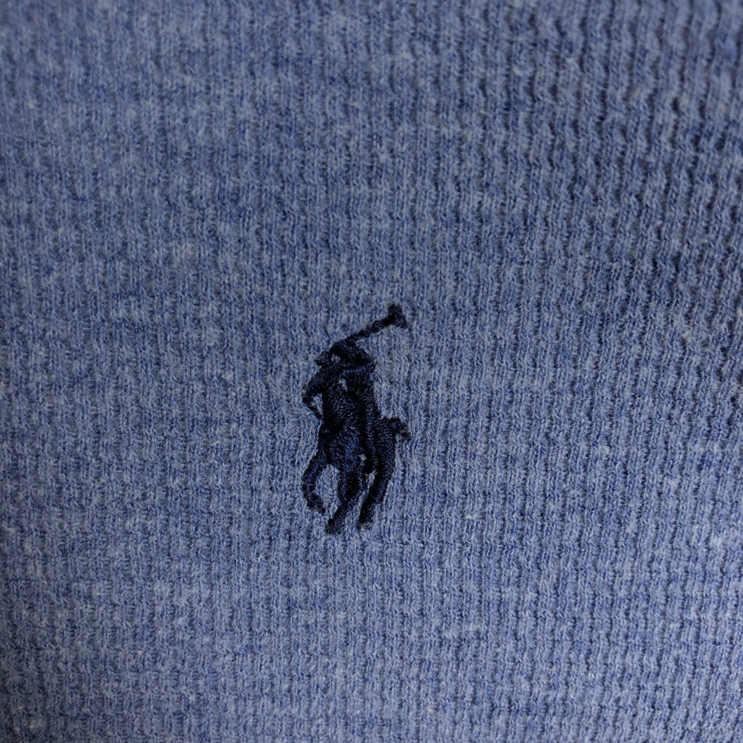 Ralph Lauren POLO RALPH LAUREN Two-tone Thermal Long-Sleeve T-Shirt, Men's Size XL (approx.) cotton Blue type light blue Vintage Second Hand