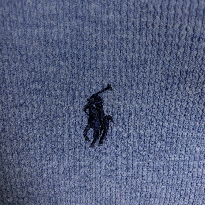 Ralph Lauren POLO RALPH LAUREN Two-tone Thermal Long-Sleeve T-Shirt, Men's Size XL (approx.) cotton Blue type light blue Vintage Second Hand
