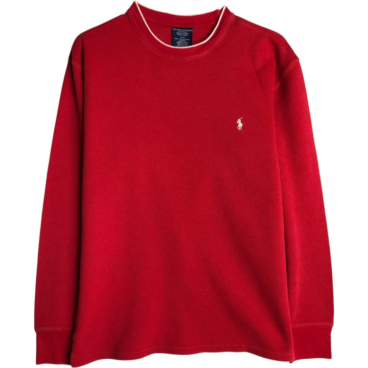 Ralph Lauren POLO RALPH LAUREN SLEEPWEAR Thermal Long T-shirt Waffle Men's L size cotton red type Vintage Second Hand