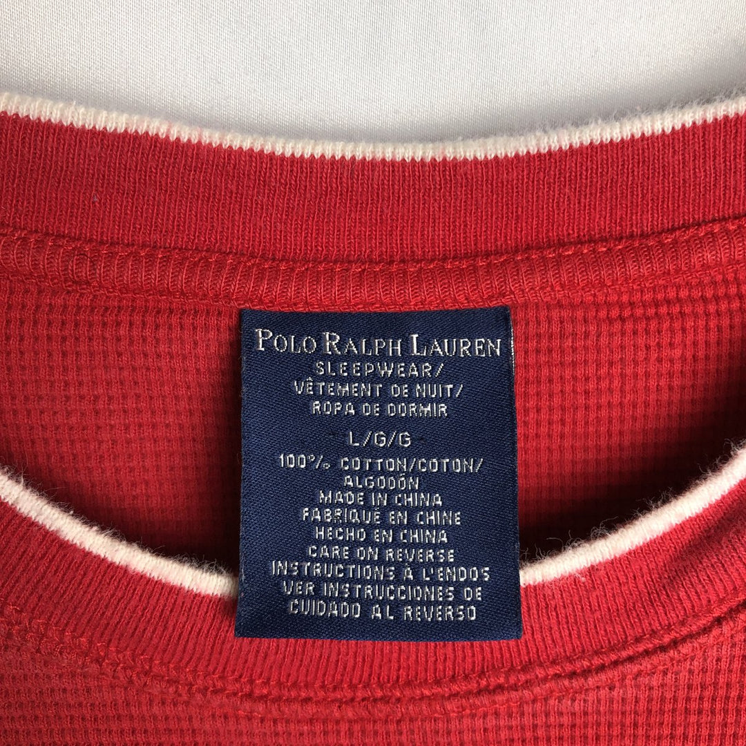 Ralph Lauren POLO RALPH LAUREN SLEEPWEAR Thermal Long T-shirt Waffle Men's L size cotton red type Vintage Second Hand