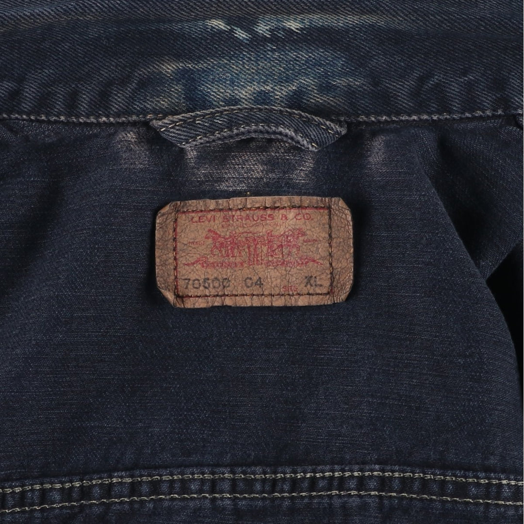 2000'S Levi's 70500-0469 Euro Model Denim Jacket (Men's XL equivalent) cotton navy blue type Vintage Second Hand