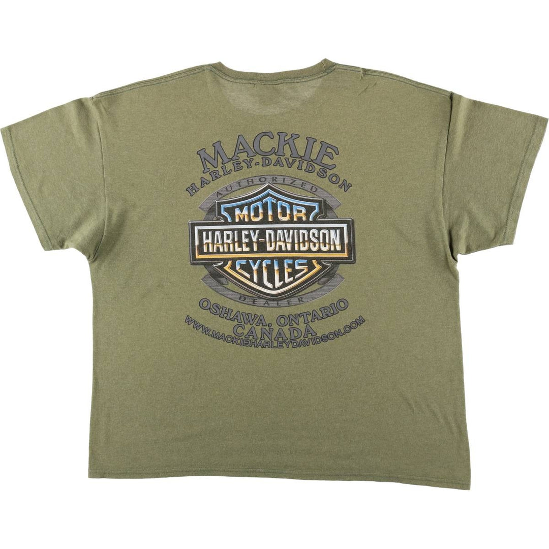 Harley-Davidson Skull Wing Motorcycle T-Shirt, Men's XL cotton Khaki type sage green Vintage Second Hand