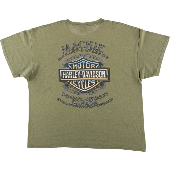Harley-Davidson Skull Wing Motorcycle T-Shirt, Men's XL cotton Khaki type sage green Vintage Second Hand