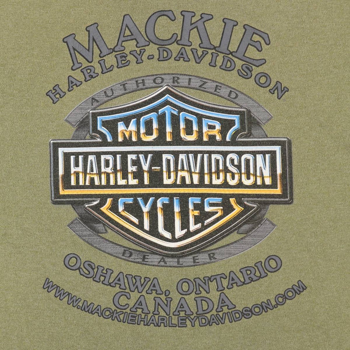 Harley-Davidson Skull Wing Motorcycle T-Shirt, Men's XL cotton Khaki type sage green Vintage Second Hand