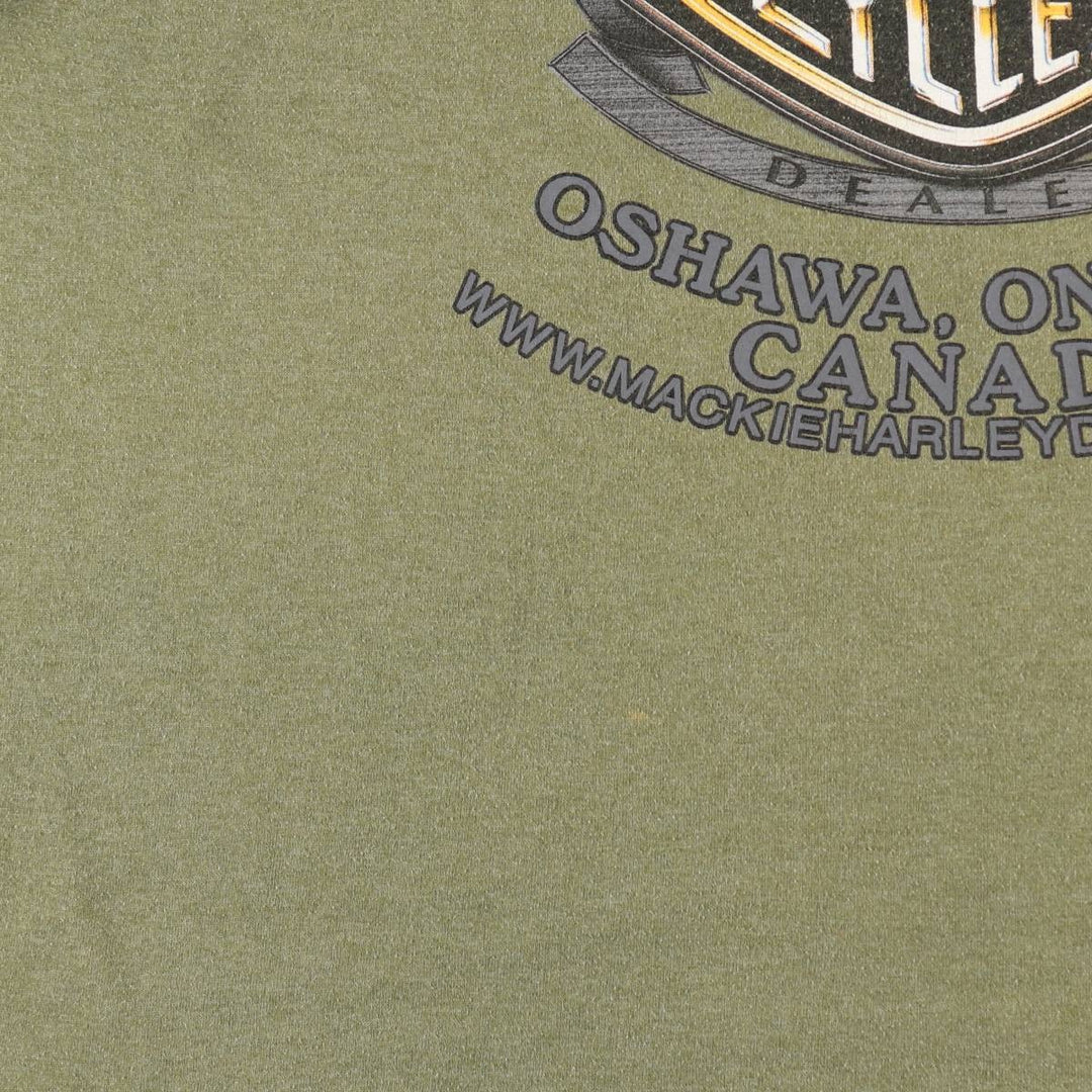 Harley-Davidson Skull Wing Motorcycle T-Shirt, Men's XL cotton Khaki type sage green Vintage Second Hand
