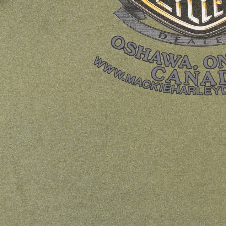 Harley-Davidson Skull Wing Motorcycle T-Shirt, Men's XL cotton Khaki type sage green Vintage Second Hand