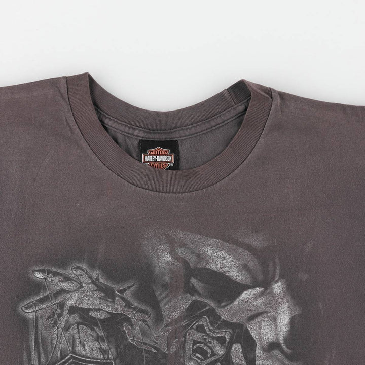 Big size Harley-Davidson motorcycle bike T-shirt for men, equivalent to XXXL cotton Charcoal Vintage Second Hand