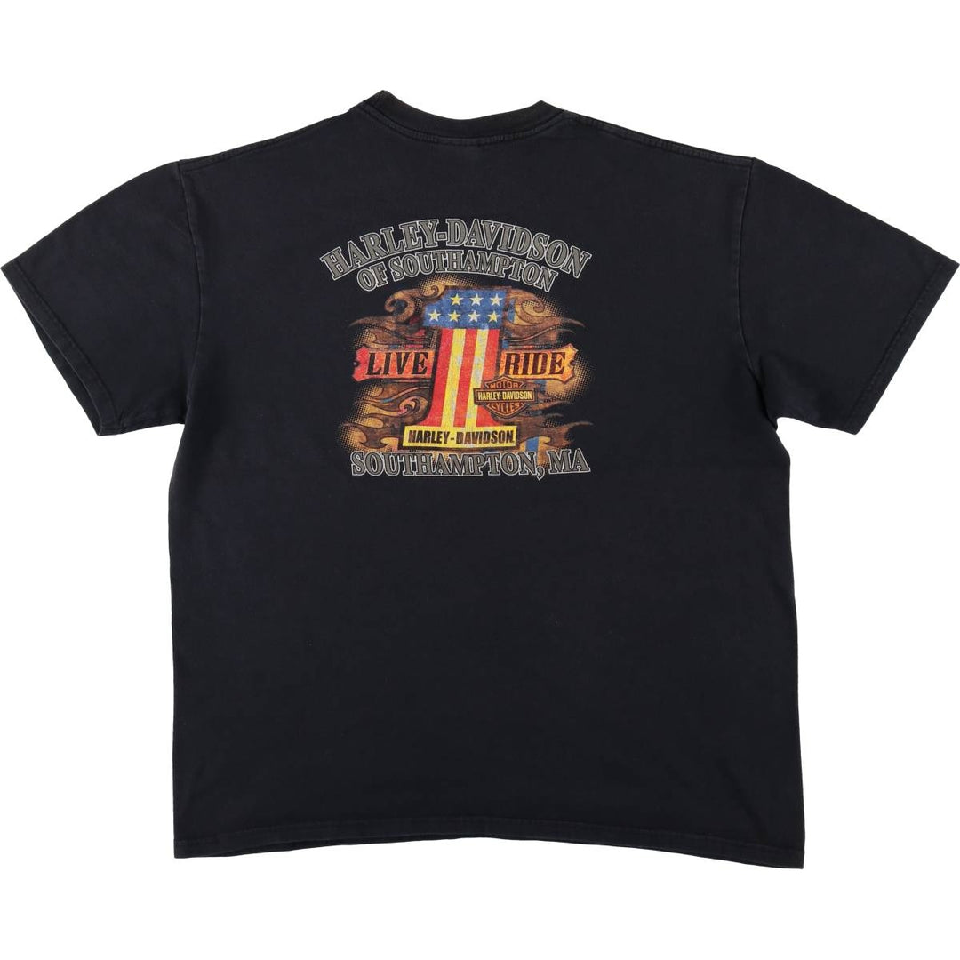 Harley-Davidson Stars and Stripes Motorcycle T-Shirt, Men's Size XL cotton black type Vintage Second Hand