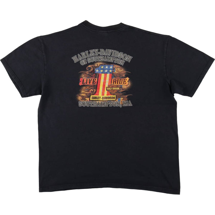 Harley-Davidson Stars and Stripes Motorcycle T-Shirt, Men's Size XL cotton black type Vintage Second Hand