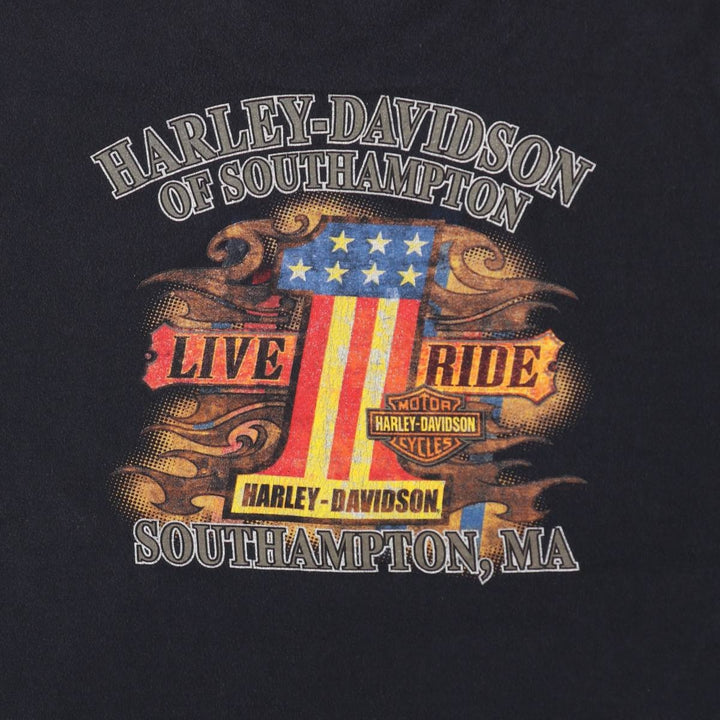 Harley-Davidson Stars and Stripes Motorcycle T-Shirt, Men's Size XL cotton black type Vintage Second Hand