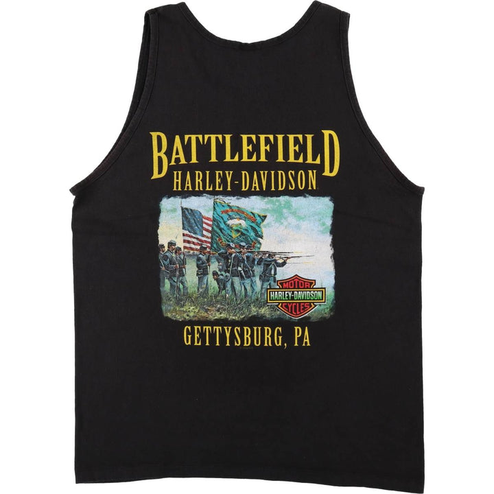 Harley-Davidson American flag pattern sleeveless motorcycle bike t-shirt, men's size XL. cotton black type Vintage Second Hand