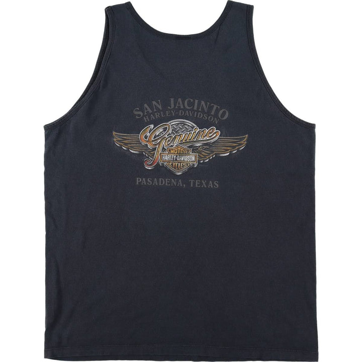 Harley-Davidson Sleeveless Motorcycle Bike T-Shirt, Men's Size XXL (approx.) cotton black type Vintage Second Hand