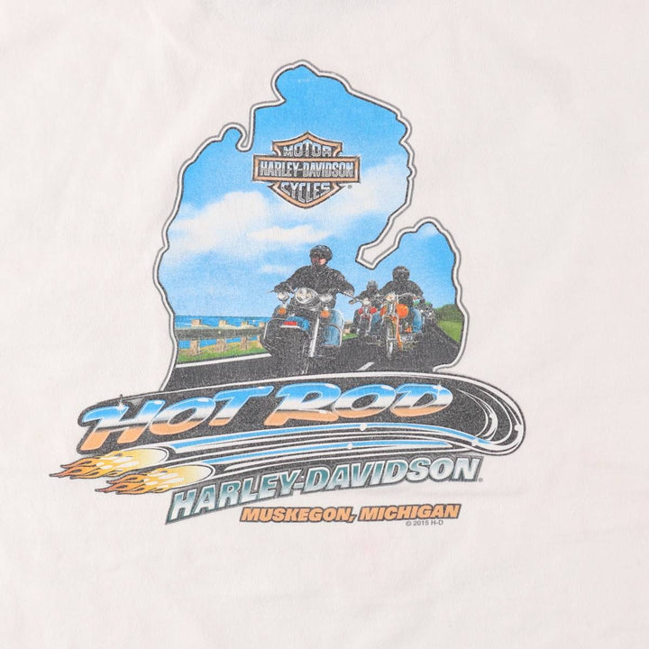 Harley-Davidson Motorcycle Bike T-shirt, Men's Medium cotton white type Vintage Second Hand