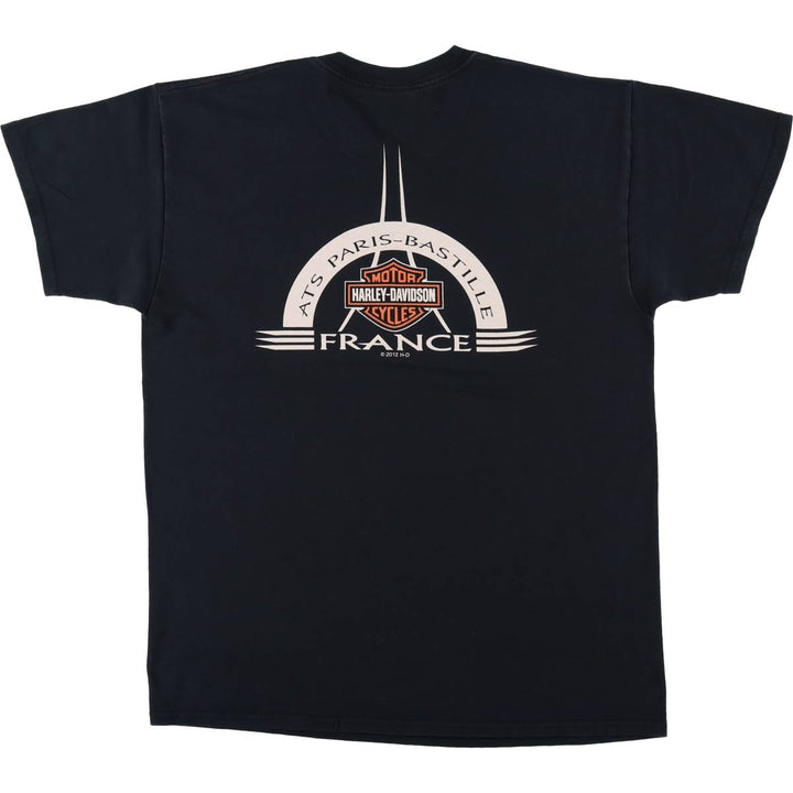Harley-Davidson Skull Pattern Skull Wing Motorcycle Bike T-shirt Men's L size cotton black type Vintage Second Hand