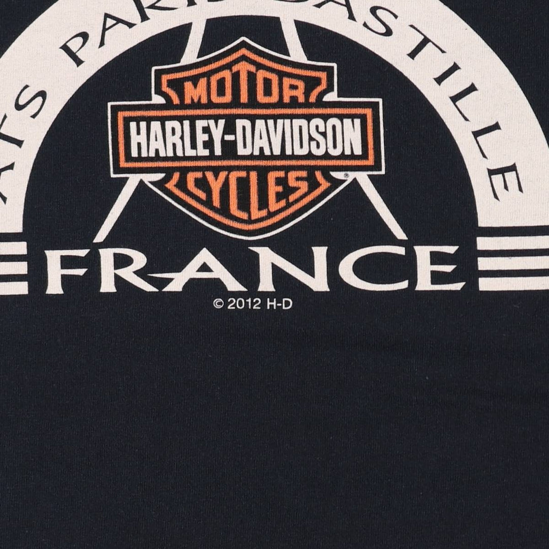 Harley-Davidson Skull Pattern Skull Wing Motorcycle Bike T-shirt Men's L size cotton black type Vintage Second Hand