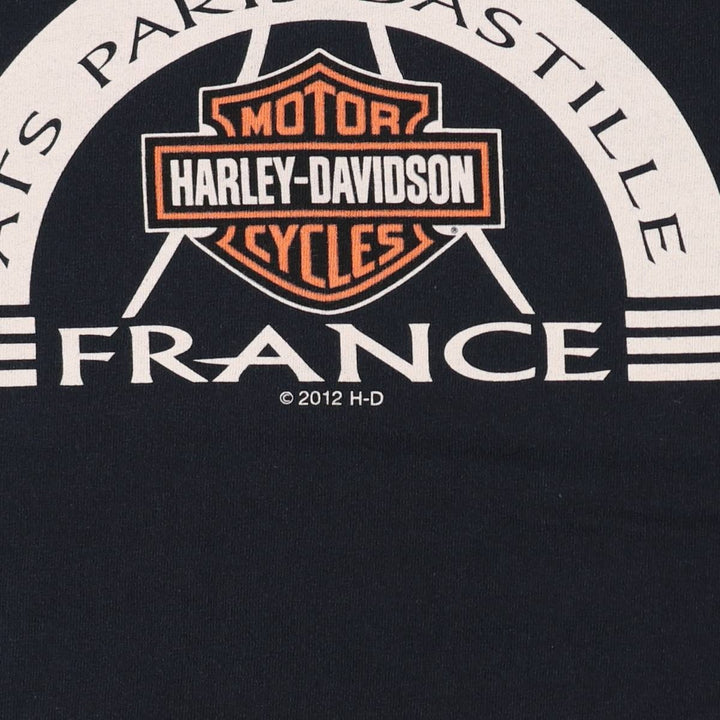Harley-Davidson Skull Pattern Skull Wing Motorcycle Bike T-shirt Men's L size cotton black type Vintage Second Hand