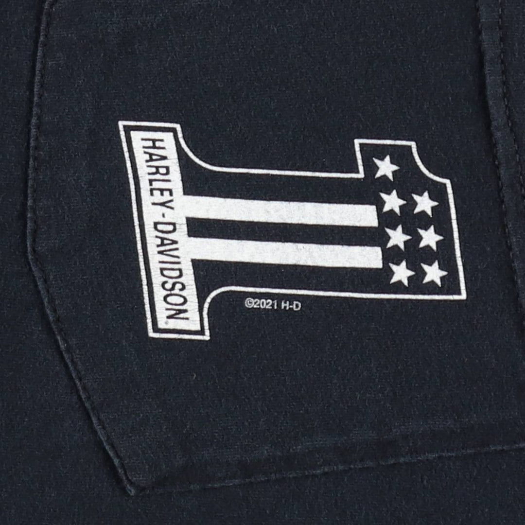 Harley-Davidson American flag and wolf pattern motorcycle t-shirt, men's size M (approx.) unclear black type Vintage Second Hand