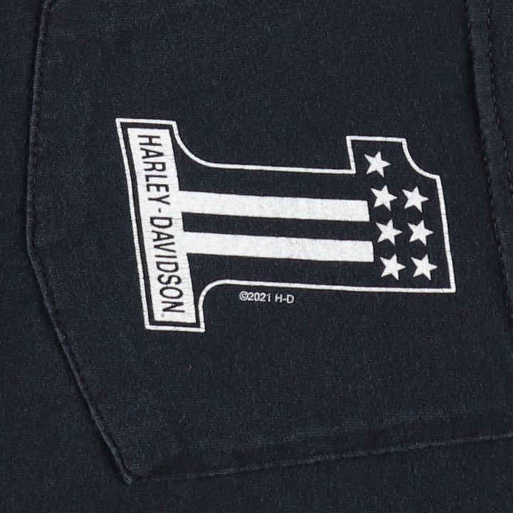 Harley-Davidson American flag and wolf pattern motorcycle t-shirt, men's size M (approx.) unclear black type Vintage Second Hand