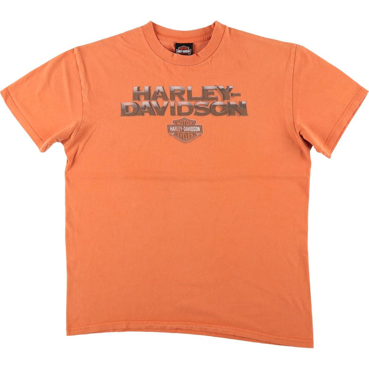 Harley-Davidson Motorcycle Bike T-shirt, Men's Size L cotton orange type Vintage Second Hand