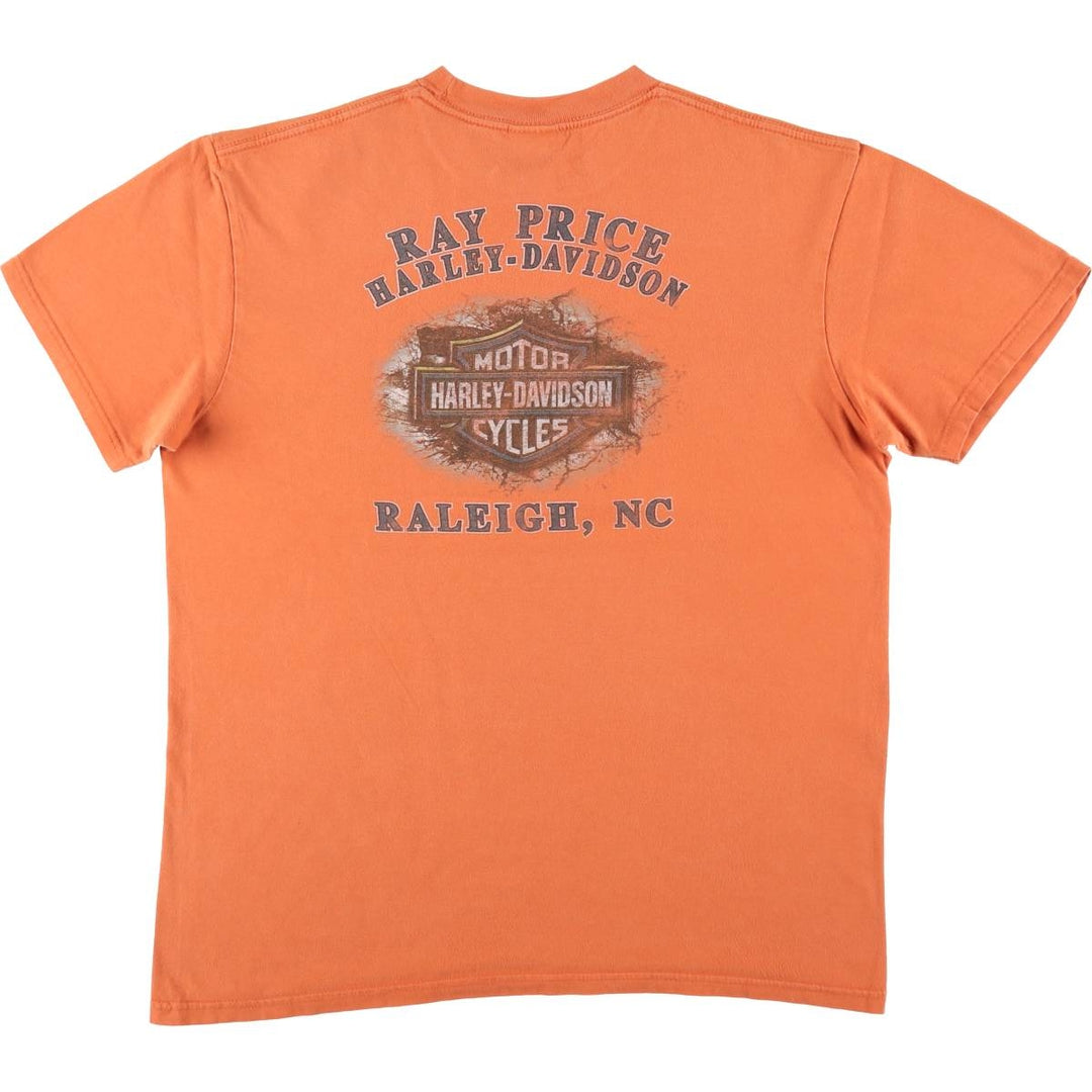 Harley-Davidson Motorcycle Bike T-shirt, Men's Size L cotton orange type Vintage Second Hand