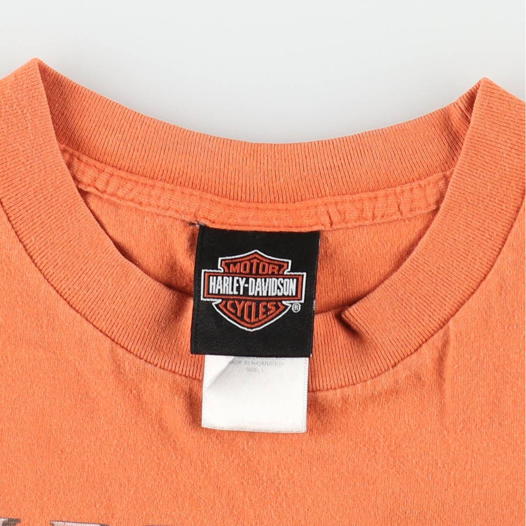 Harley-Davidson Motorcycle Bike T-shirt, Men's Size L cotton orange type Vintage Second Hand