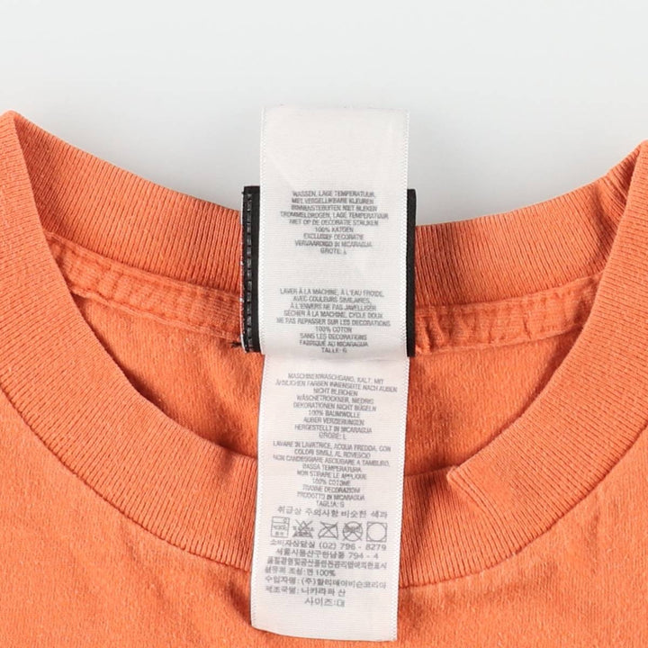 Harley-Davidson Motorcycle Bike T-shirt, Men's Size L cotton orange type Vintage Second Hand