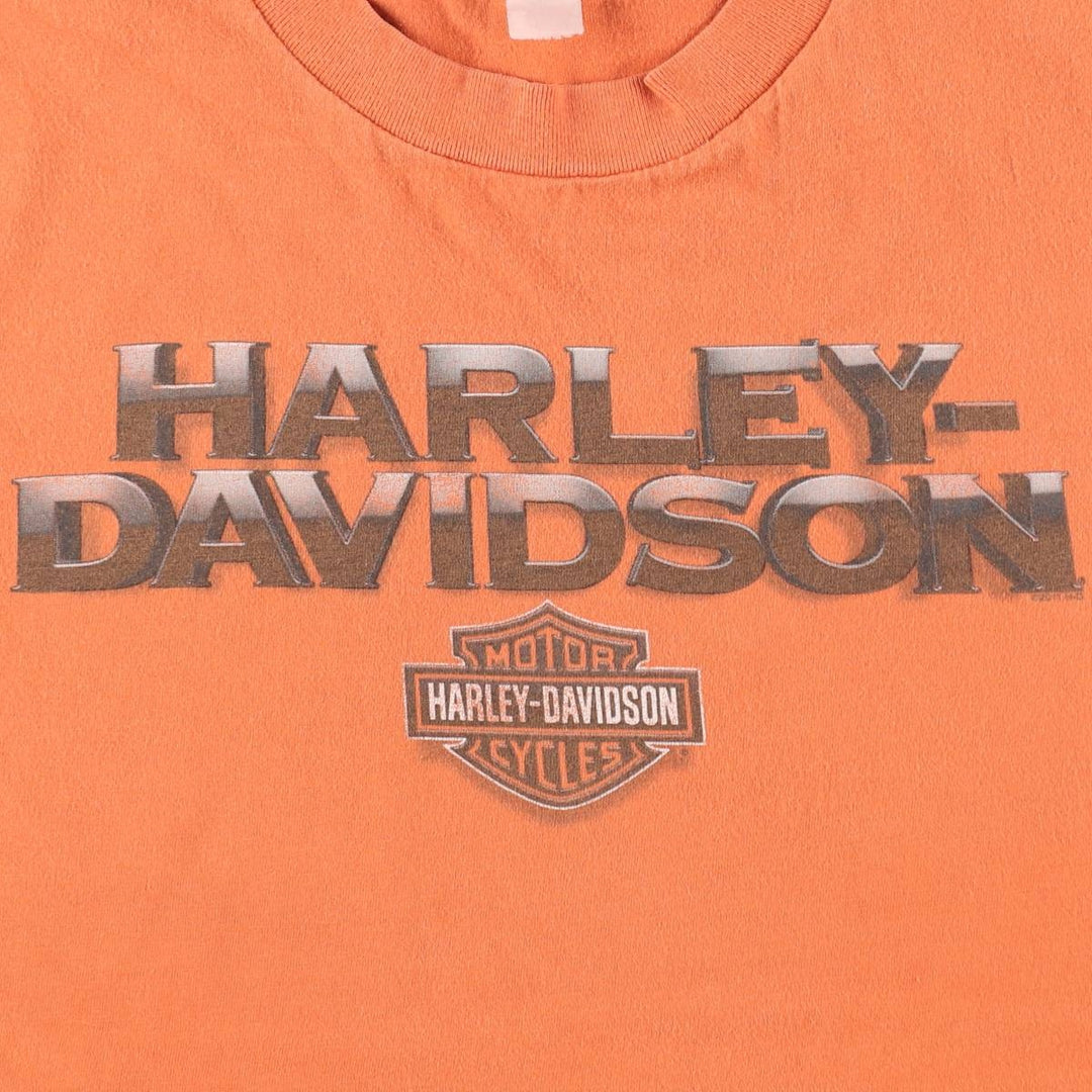 Harley-Davidson Motorcycle Bike T-shirt, Men's Size L cotton orange type Vintage Second Hand