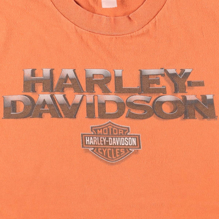 Harley-Davidson Motorcycle Bike T-shirt, Men's Size L cotton orange type Vintage Second Hand