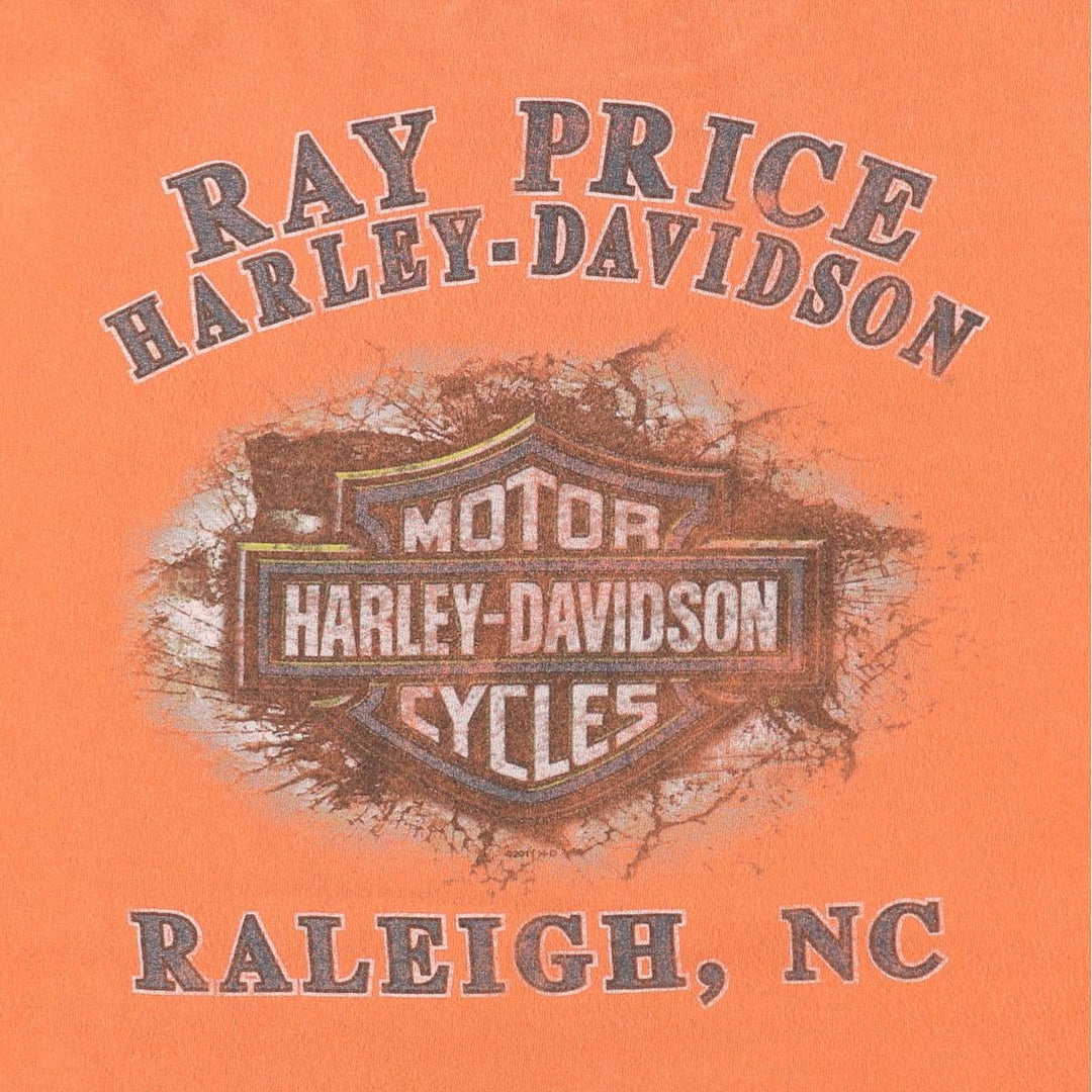 Harley-Davidson Motorcycle Bike T-shirt, Men's Size L cotton orange type Vintage Second Hand