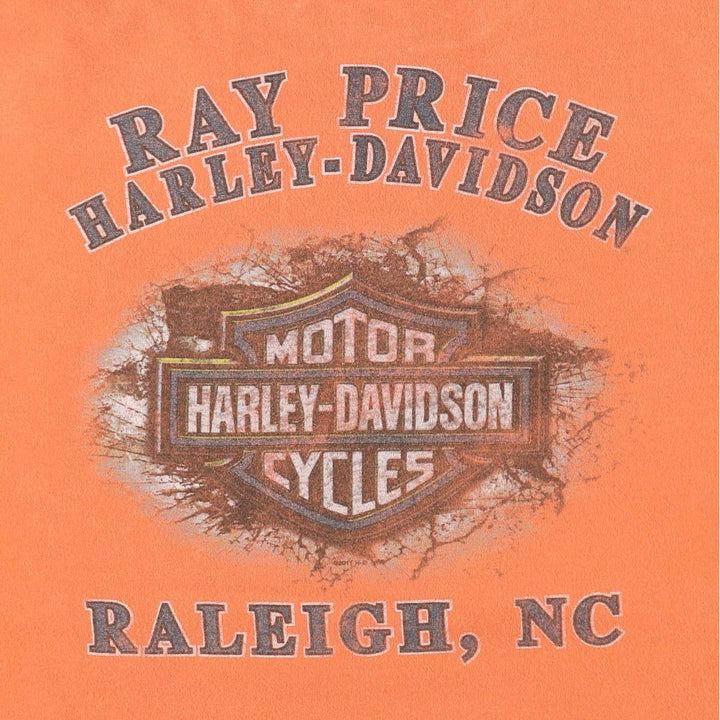 Harley-Davidson Motorcycle Bike T-shirt, Men's Size L cotton orange type Vintage Second Hand
