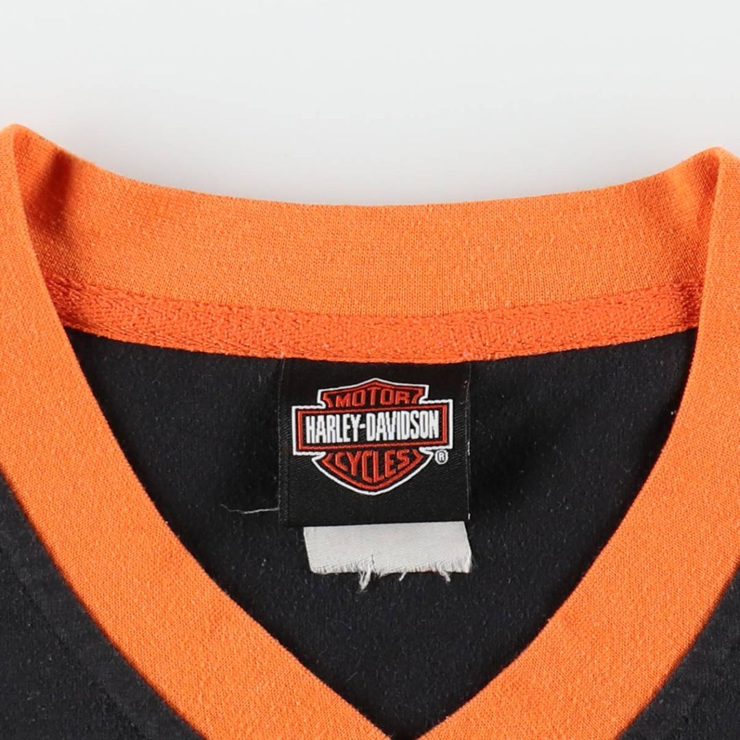 Harley-Davidson V-neck Motorcycle T-shirt, Men's XXL equivalent. unclear black type Vintage Second Hand