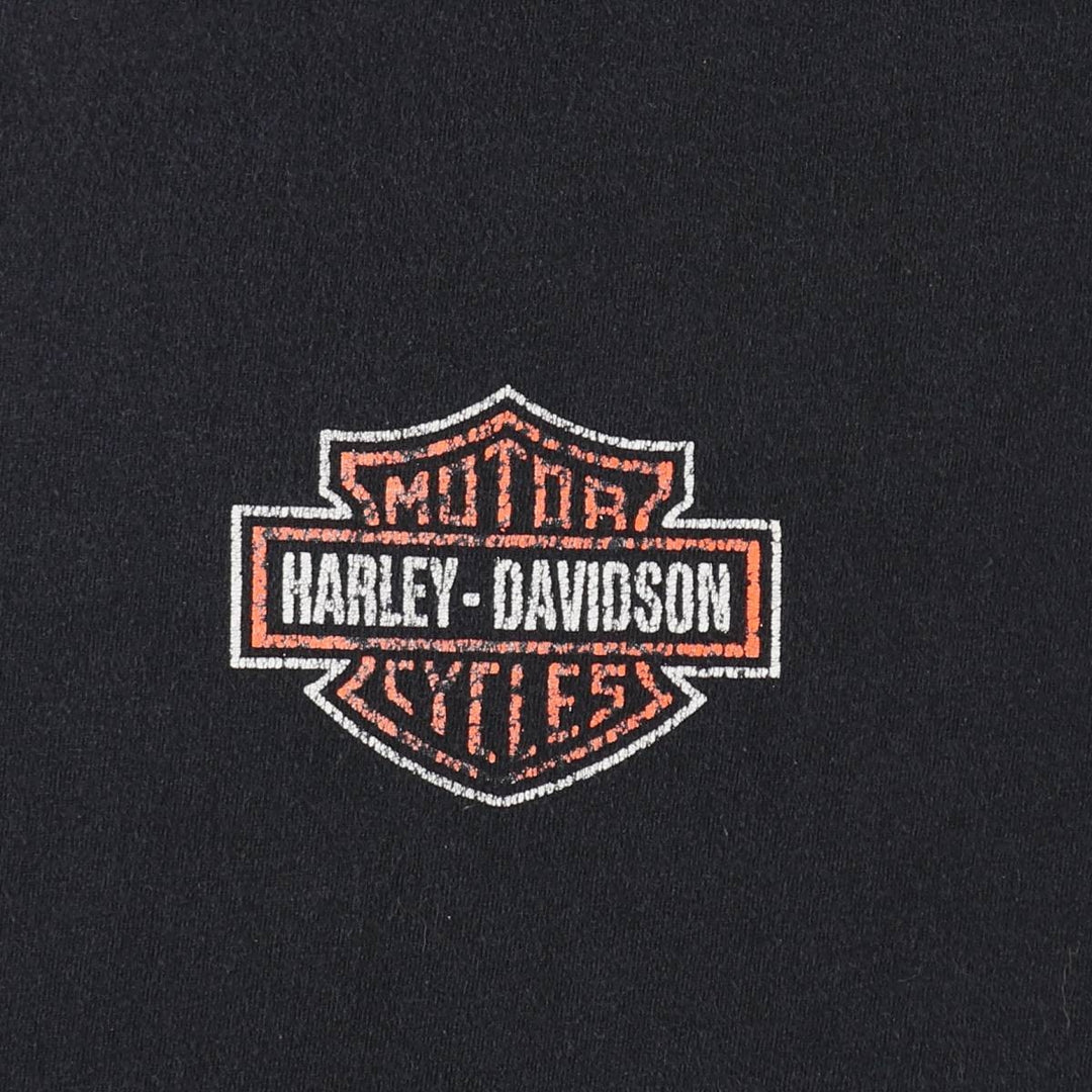 YAZBEK Harley-Davidson Skull Pattern Motorcycle T-Shirt (Men's XL equivalent) cotton black type Vintage Second Hand