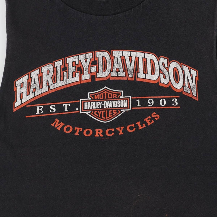 Harley-Davidson Cut-Off Motorcycle Bike T-Shirt, Men's Size L (approx.) cotton black type Vintage Second Hand