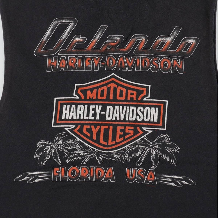 Harley-Davidson Cut-Off Motorcycle Bike T-Shirt, Men's Size L (approx.) cotton black type Vintage Second Hand
