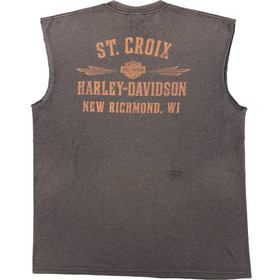 Harley-Davidson Cut-off Motorcycle Bike T-shirt, Men's XL cotton gray type Vintage Second Hand