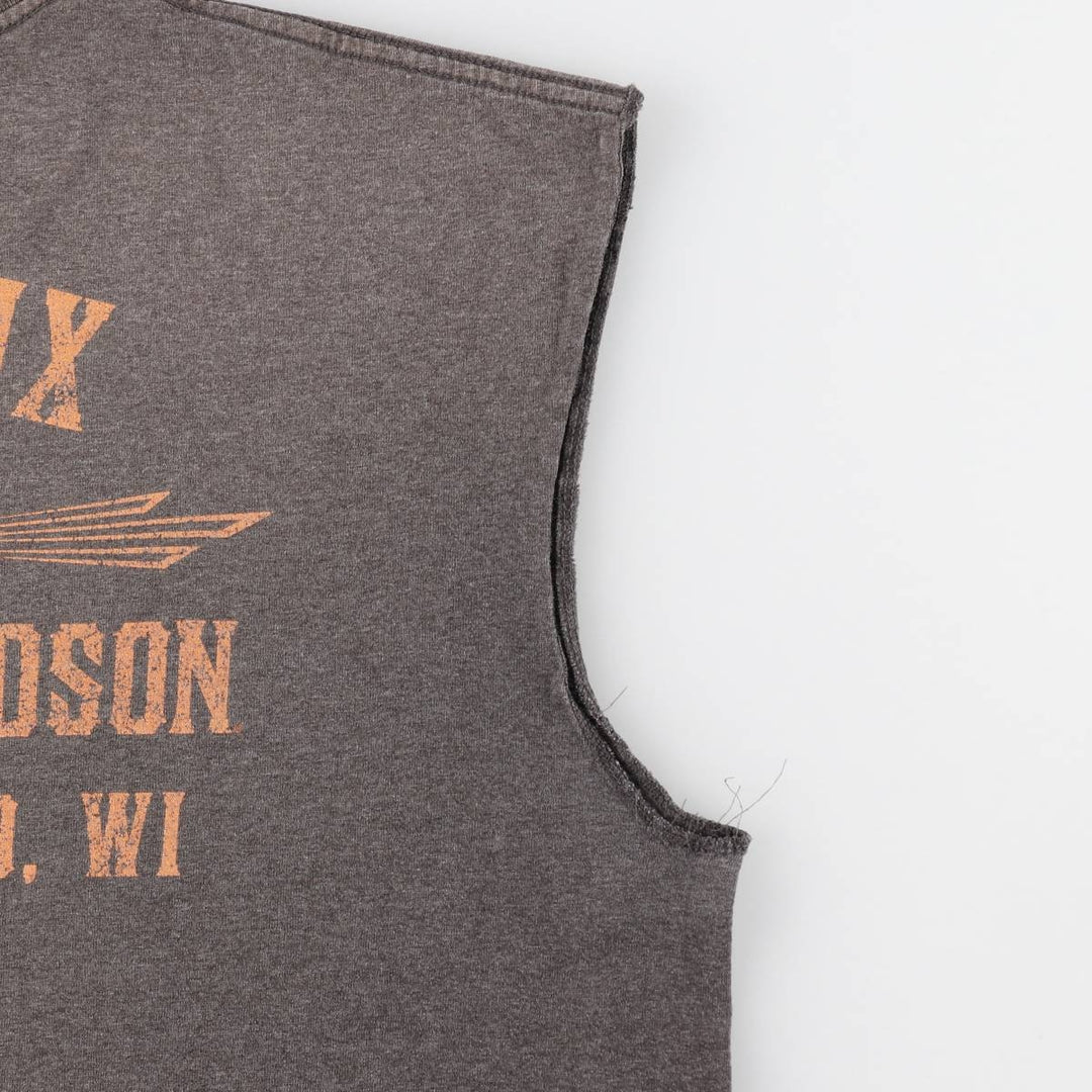 Harley-Davidson Cut-off Motorcycle Bike T-shirt, Men's XL cotton gray type Vintage Second Hand