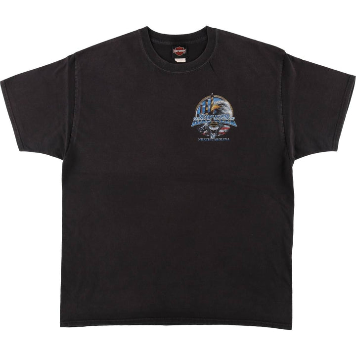 Harley-Davidson Eagle Pattern/Stars and Stripes Motorcycle T-Shirt, Men's XXL (approx.) cotton black type Vintage Second Hand
