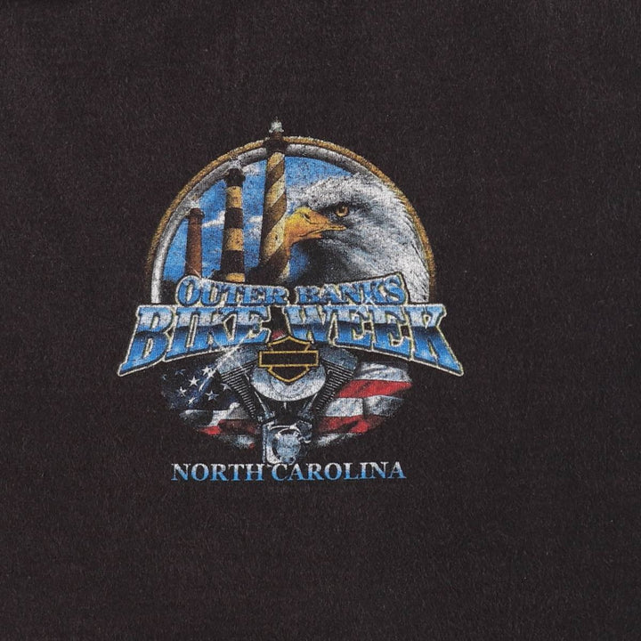 Harley-Davidson Eagle Pattern/Stars and Stripes Motorcycle T-Shirt, Men's XXL (approx.) cotton black type Vintage Second Hand