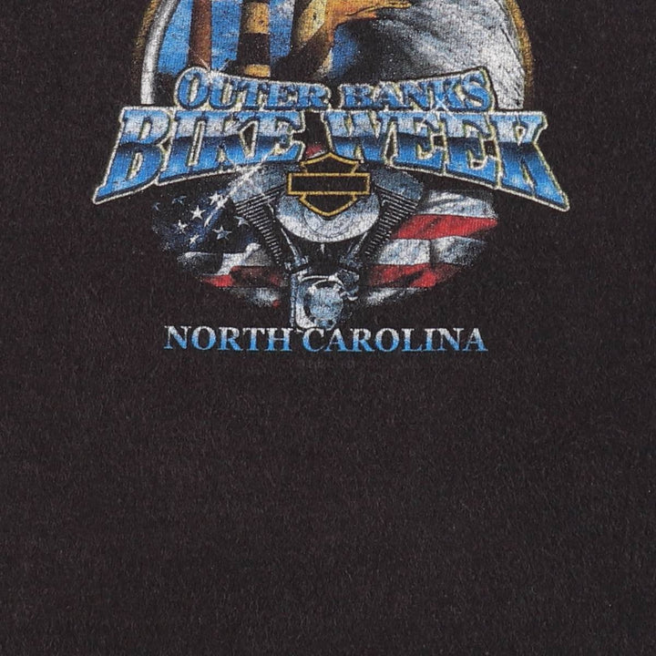 Harley-Davidson Eagle Pattern/Stars and Stripes Motorcycle T-Shirt, Men's XXL (approx.) cotton black type Vintage Second Hand