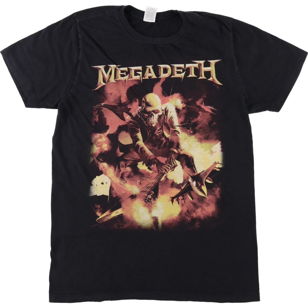 Pacific MEGADETH Skull Pattern Fire Pattern Band T-Shirt (Men's Size M) cotton black type Vintage Second Hand