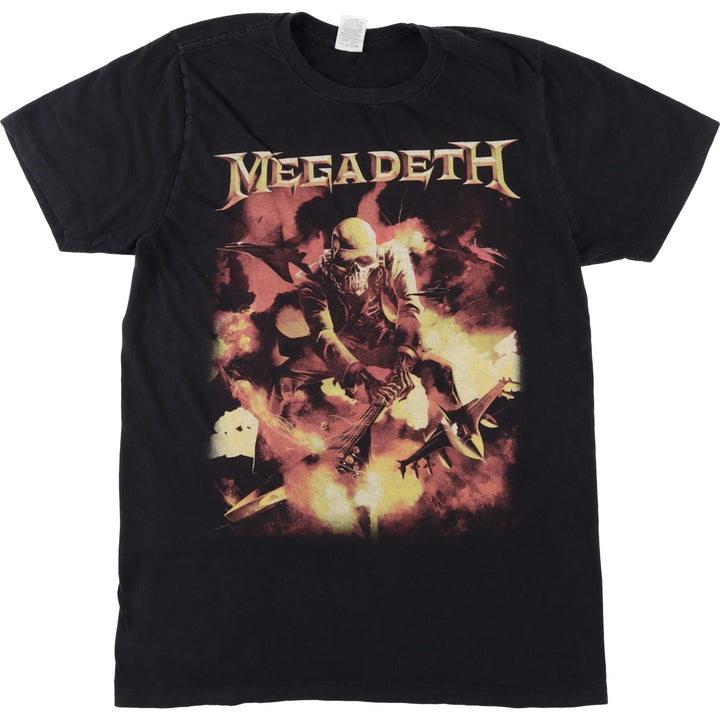 Pacific MEGADETH Skull Pattern Fire Pattern Band T-Shirt (Men's Size M) cotton black type Vintage Second Hand