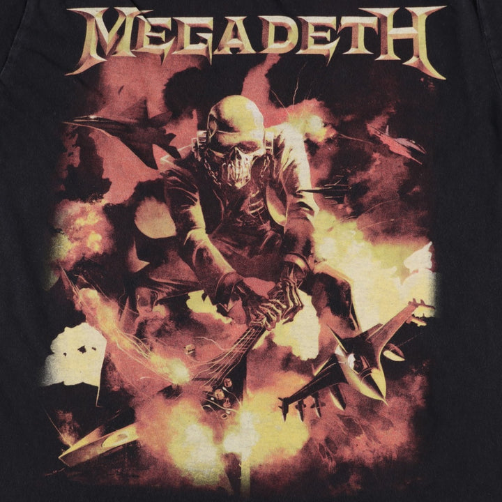 Pacific MEGADETH Skull Pattern Fire Pattern Band T-Shirt (Men's Size M) cotton black type Vintage Second Hand