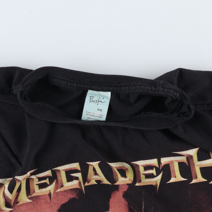 Pacific MEGADETH Skull Pattern Fire Pattern Band T-Shirt (Men's Size M) cotton black type Vintage Second Hand
