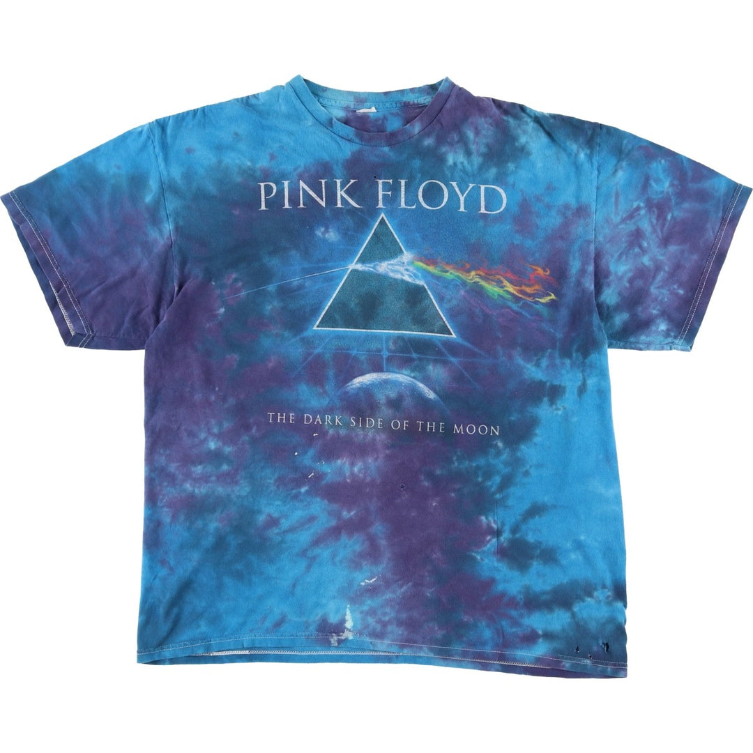 PINK FLOYD Tie-dye Pattern Band T-shirt (Men's size L equivalent) unclear blue type Vintage Second Hand