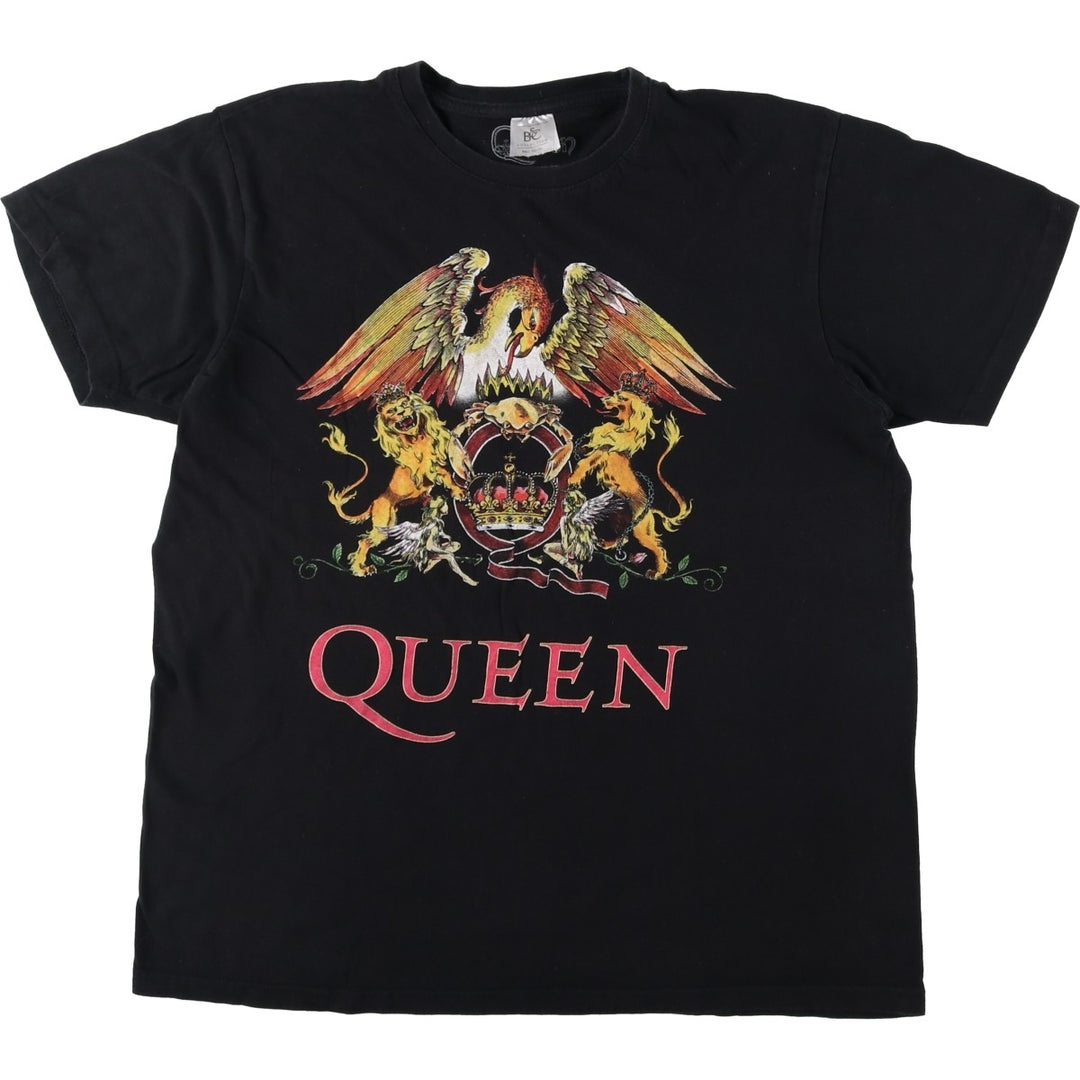 B and C COLLECTION QUEEN Animal Pattern Band T-Shirt (Men's Size L) cotton black type Vintage Second Hand