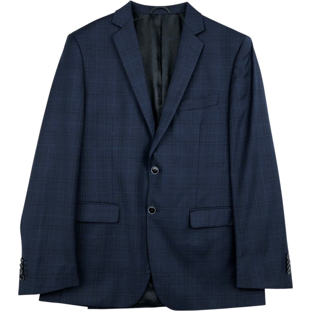 Pierre Cardin SLIM FIT Check Pattern Wool Tailored Jacket (Men's Size L equivalent) wool navy blue type Vintage Second Hand