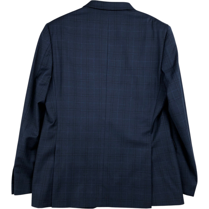 Pierre Cardin SLIM FIT Check Pattern Wool Tailored Jacket (Men's Size L equivalent) wool navy blue type Vintage Second Hand