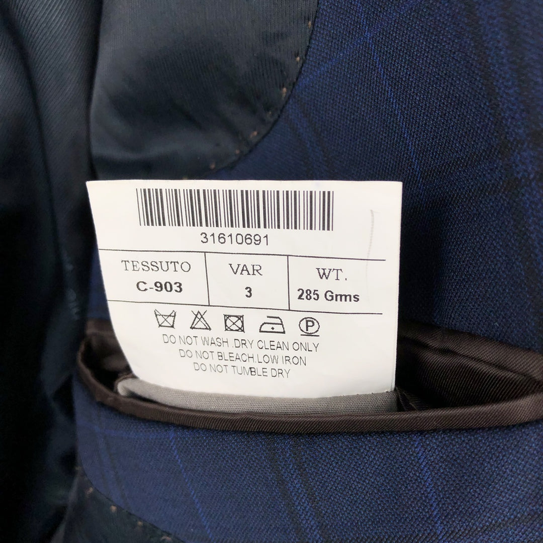 Pierre Cardin SLIM FIT Check Pattern Wool Tailored Jacket (Men's Size L equivalent) wool navy blue type Vintage Second Hand