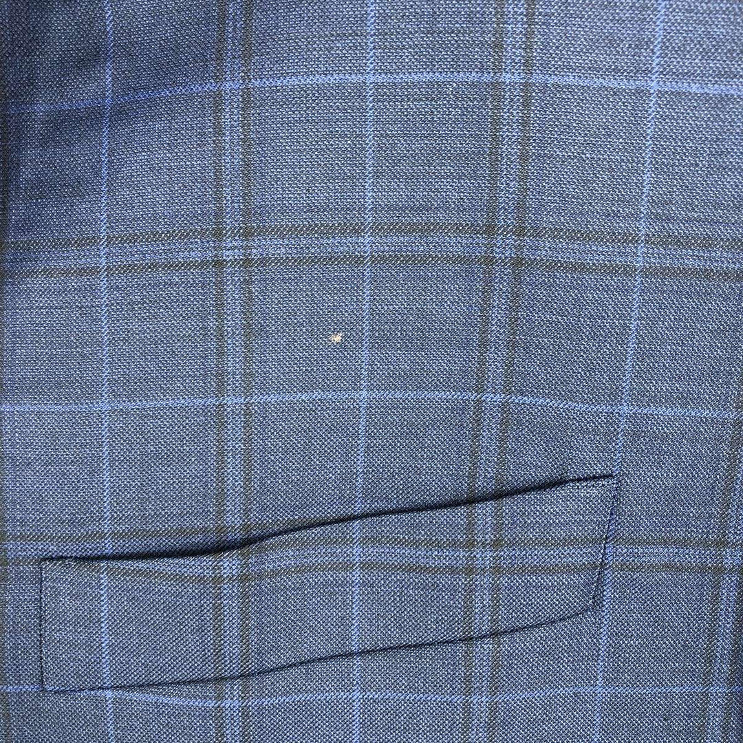 Pierre Cardin SLIM FIT Check Pattern Wool Tailored Jacket (Men's Size L equivalent) wool navy blue type Vintage Second Hand